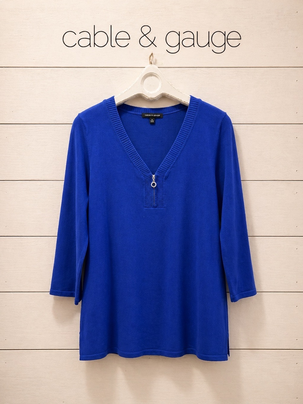 CABLE & GAUGE – Zip Neck Knit Top – Size XL